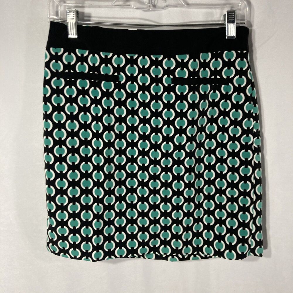 WORTHINGTON black green white geometric straight skirt 2P